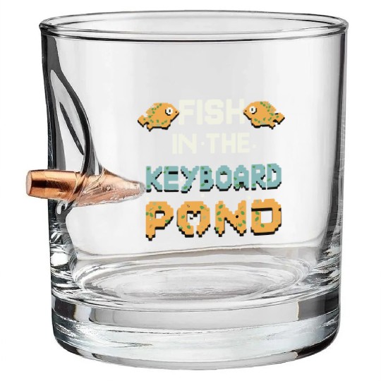 Fish In The Keyboard Pond Bullet Whiskey Glasses