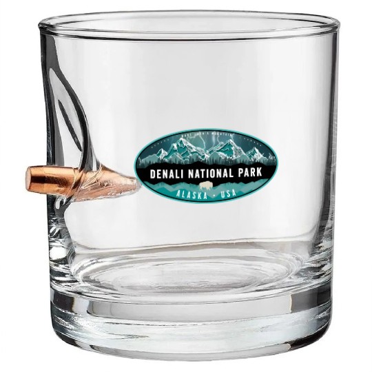 Denali National Park Alaska Hiking Camg Bullet Whiskey Glasses