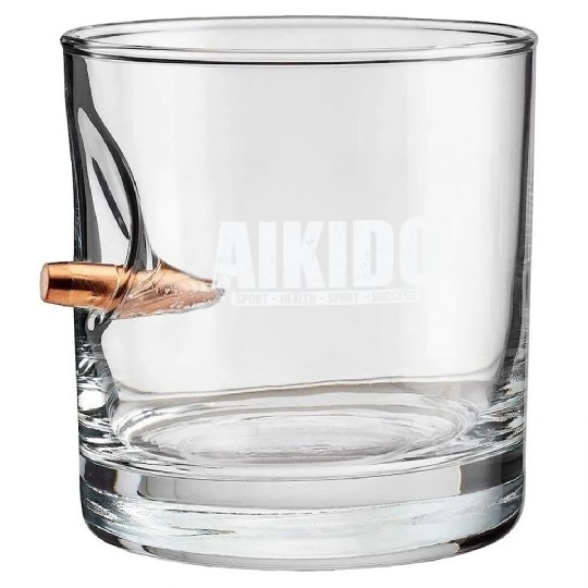 Aikido Sport Health Spirit Success Martial Arts Bullet Whiskey Glasses