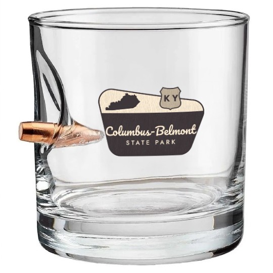 Columbus-Belmont State Park Kentucky Welcome Sign Bullet Whiskey Glasses