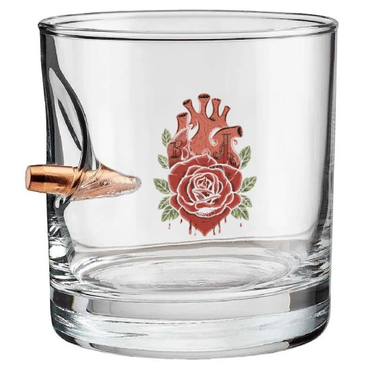 Bloody Rose Gothic Valentines day Bullet Whiskey Glasses