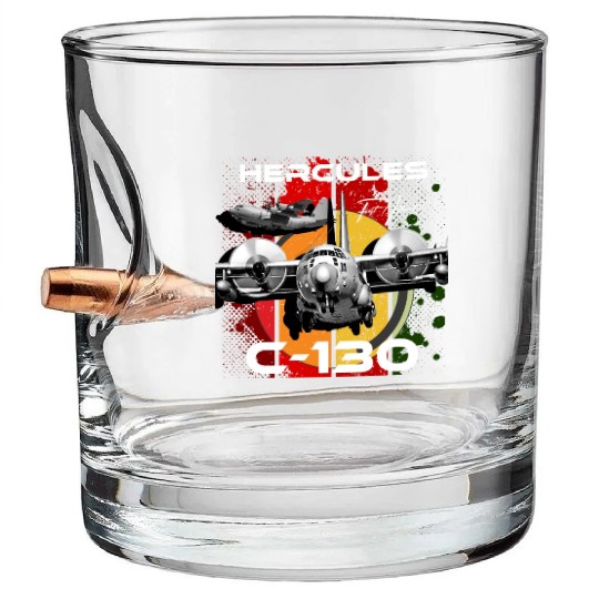 C-130 Hercules Military Aircraft Bullet Whiskey Glasses