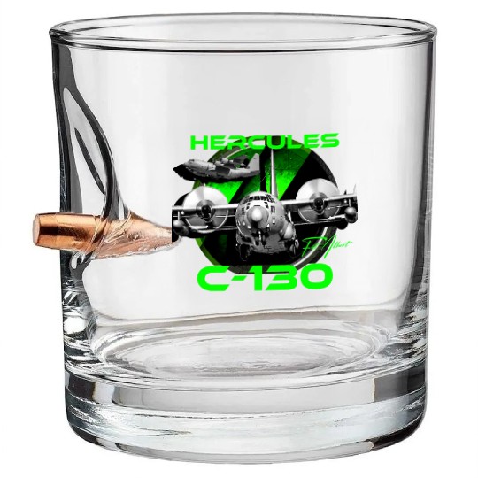 C-130 Hercules Military Aircraft Bullet Whiskey Glasses