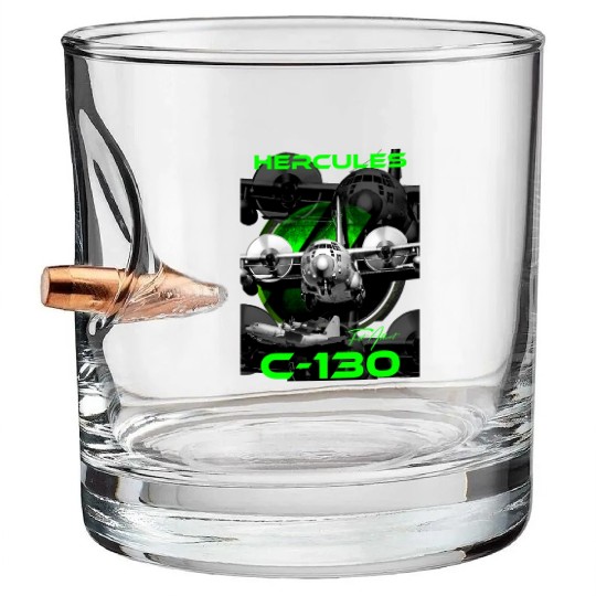 C-130 Hercules Military Aircraft Bullet Whiskey Glasses