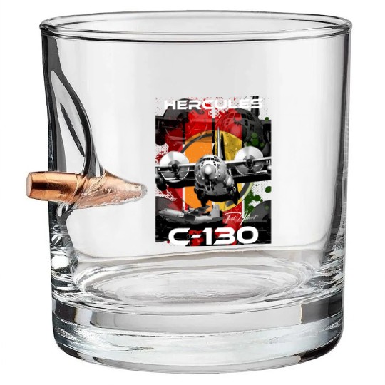 C-130 Hercules Military Aircraft Bullet Whiskey Glasses