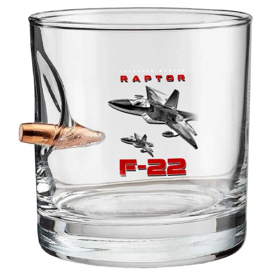 F-22 Raptor Fighterjet Us Air Force Warbird Bullet Whiskey Glasses