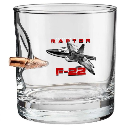 F-22 Raptor Fighterjet Us Air Force Warbird Bullet Whiskey Glasses