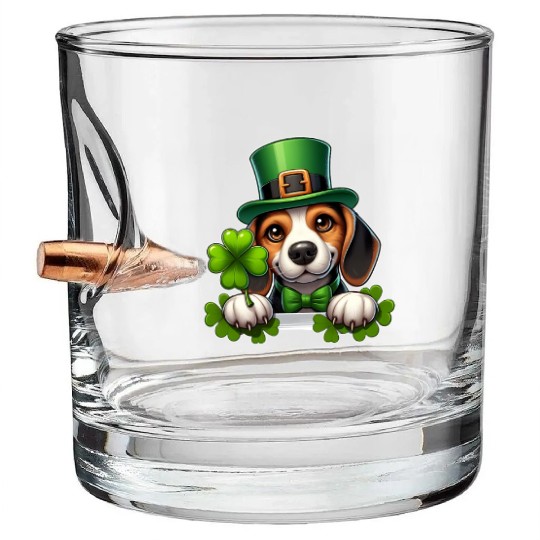 St. Patrick's Day Beagle Bullet Whiskey Glasses