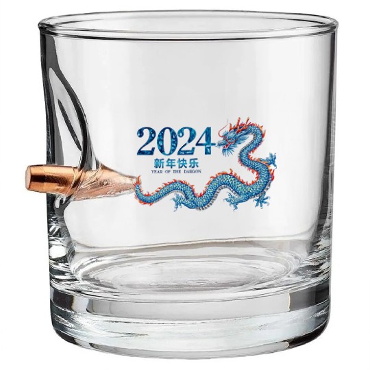 Dragon's Roar: Year of the Dragon 2024 Red Bullet Whiskey Glasses