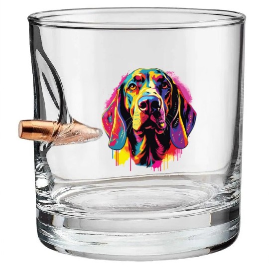 Watercolor Colorful American English Coonhound Bullet Whiskey Glasses