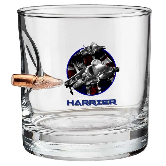 Harrier Jump Jet Royal Air Force Fighterjet Bullet Whiskey Glasses