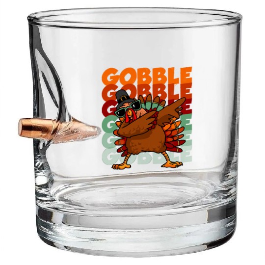 Dabbing Turkey Bullet Whiskey Glasses Thanksgiving Gobble