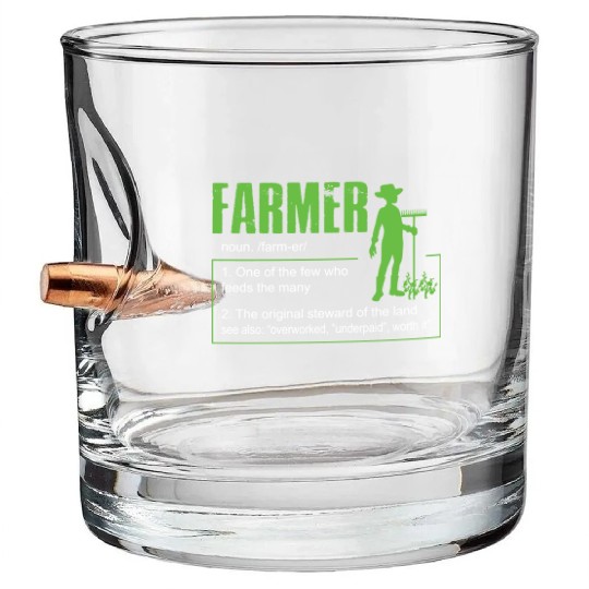 Farm Farmer Definition Bullet Whiskey Glasses