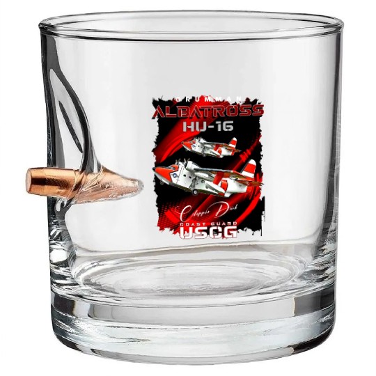 Grumman HU-16 Albatross Coast Guard Aircraft Bullet Whiskey Glasses