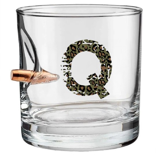 Q army camo design Bullet Whiskey Glasses