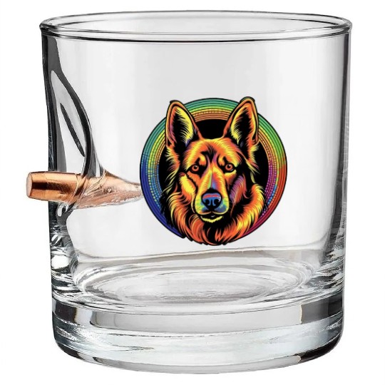 German Shepherd Funny Dog Halloween Costume Trick Bullet Whiskey Glasses