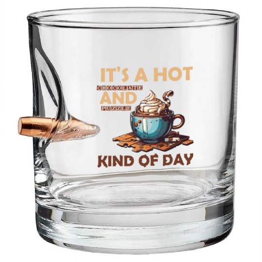 hot chocolate and puzzle kind of day Vintage retro Bullet Whiskey Glasses