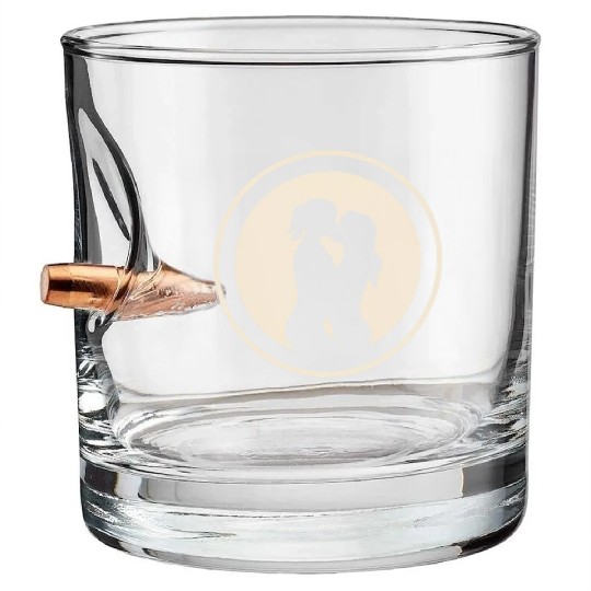 Silhouette of Lesbian Couple Bullet Whiskey Glasses