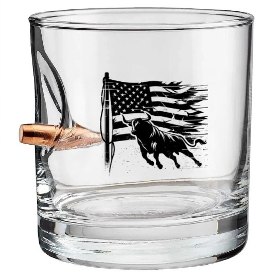 Rodeo Bull Riding Livestock Show Farmer Cattle Bullet Whiskey Glasses