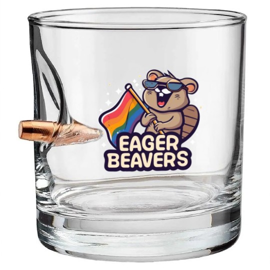 Eager Beavers with Pride LGBT Flag Bullet Whiskey Glasses