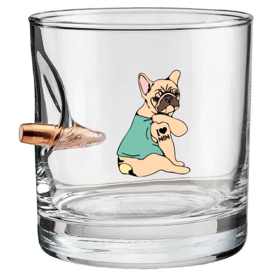 Pug I Love Mom Bullet Whiskey Glasses