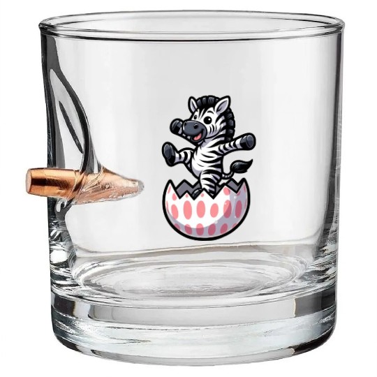 Easter Zebra Comic Easter Egg Bullet Whiskey Glasses