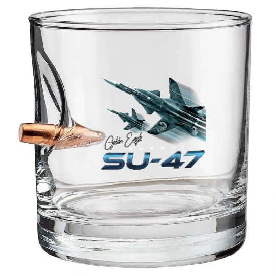 Sukhoi SU-47 the Golden Eagle Russian Fighterjet Bullet Whiskey Glasses