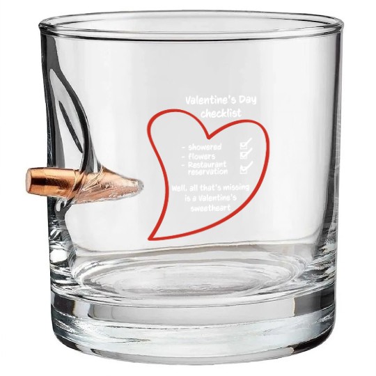 Romantic Love Heart Valentine's Day Couples Bullet Whiskey Glasses