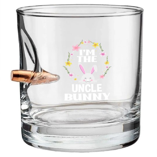 I Am Uncle Easter Bunny Flower Wreath Easter Bullet Whiskey Glasses
