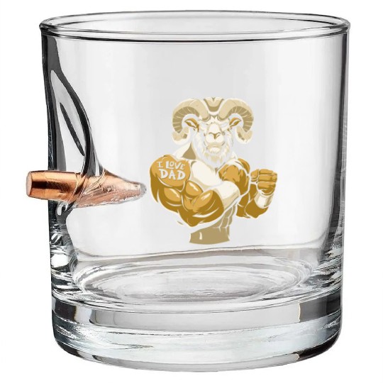 Sheep Biceps Tattoo I Love Dad Bullet Whiskey Glasses