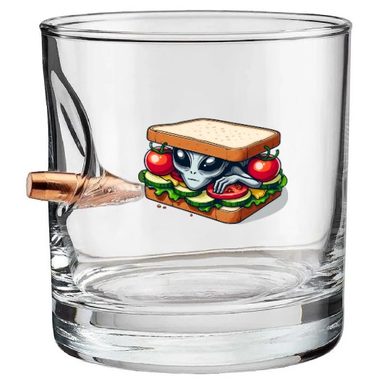 Alien Hiding in a Sandwich Bullet Whiskey Glasses