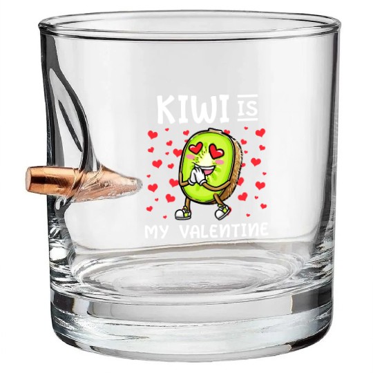 Kiwi Is My Valentine Fruit Valentines Day Bullet Whiskey Glasses