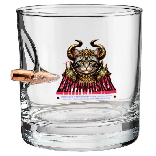 Taurus Cat Knight - Zodiac Astrology Warrior Bullet Whiskey Glasses