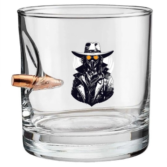 Cyberpunk Cowboy - A Weird Wild West Fusion Bullet Whiskey Glasses