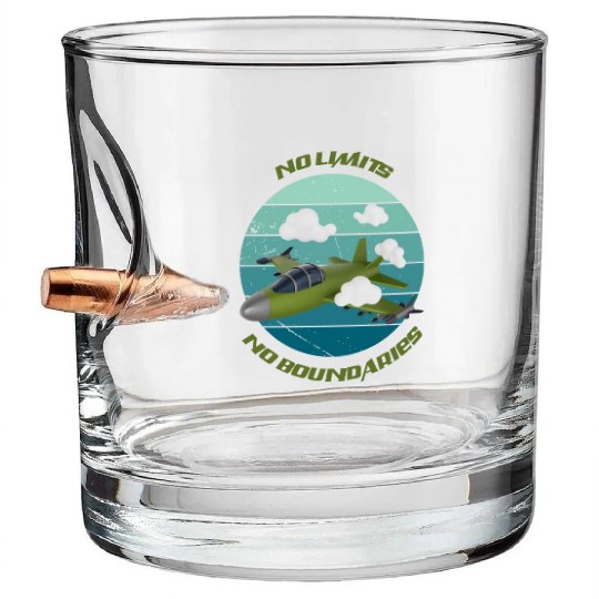 No Limits No Boundaries Jet Design Bullet Whiskey Glasses