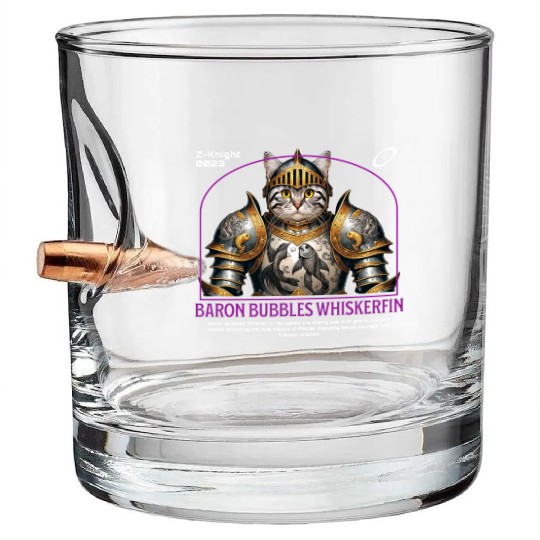 Pisces Cat Knight - Zodiac Astrology Fish Armor Bullet Whiskey Glasses