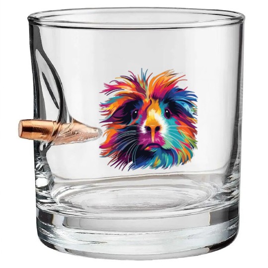 Watercolor Colorful Guinea Pig Colorful Bullet Whiskey Glasses