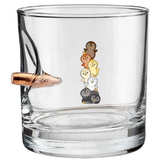 Bear Brotherhood Flag Pride Lgbtq Cute Penguin Bullet Whiskey Glasses