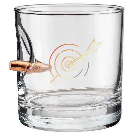 Archery Target Board Drawing Bullet Whiskey Glasses