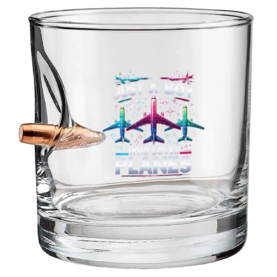 Just A Boy Who Loves Planes Bullet Whiskey Glasses