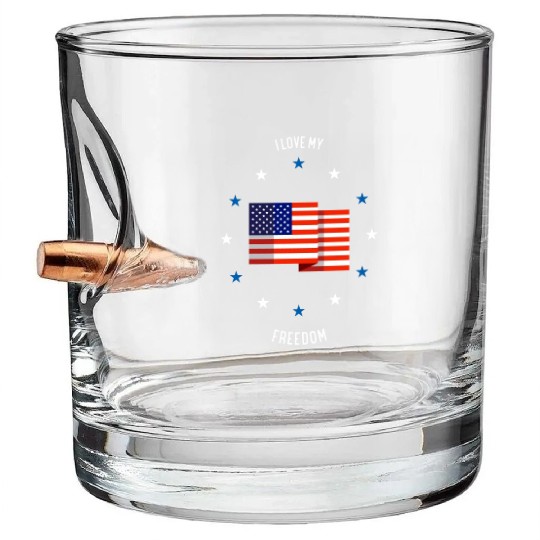 I love my freedom (pd6) Bullet Whiskey Glasses