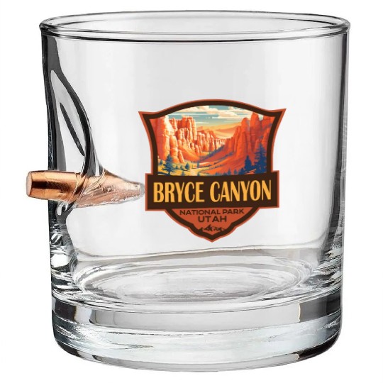 Bryce Canyon National Park Travel Retro Badge Bullet Whiskey Glasses
