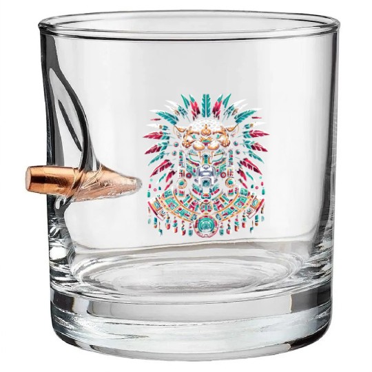Aztec Jaguar Warrior Aztec Culture Indigenous Bullet Whiskey Glasses