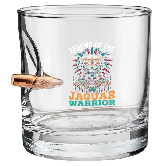 Aztec Jaguar Warrior Aztec Culture Indigenous Bullet Whiskey Glasses