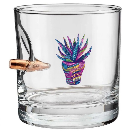 Psychedelic Aloe Vera Succulent Plant Garden Bullet Whiskey Glasses