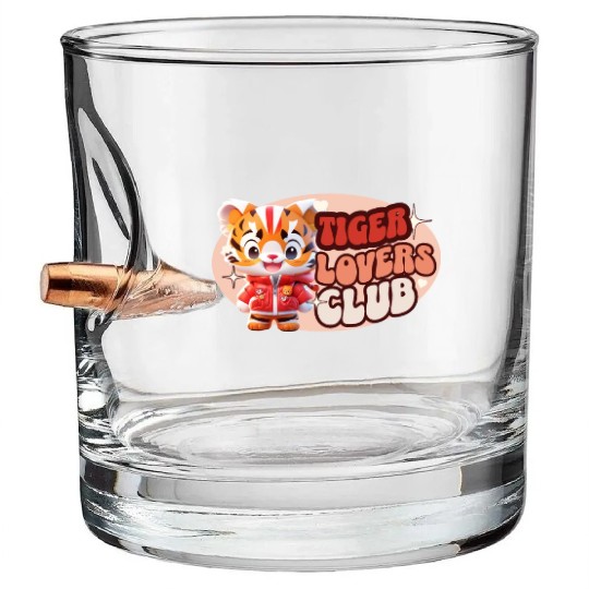 Cute Tiger personified with red jacket Bullet Whiskey Glasses