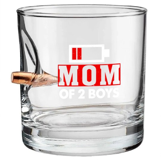 Mom of 2 Boys Mom and Son Matching Mom Gifts Bullet Whiskey Glasses