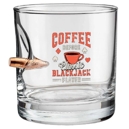 Classic Blackjack Coffee Card Player Coffee Lover Bullet Whiskey Glasses