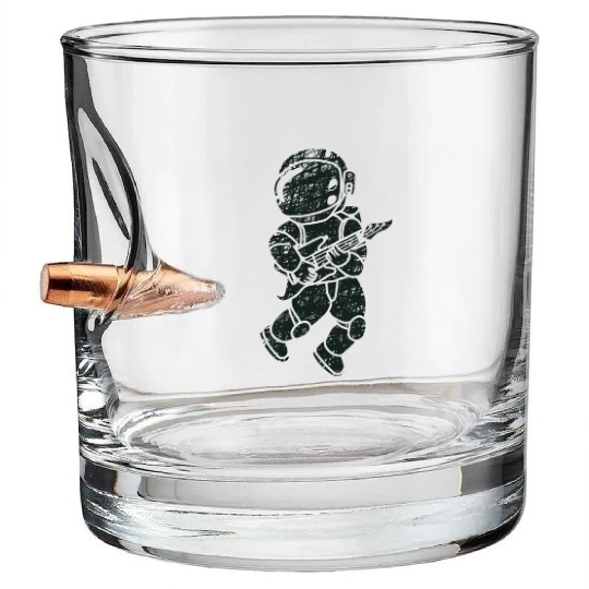an astronauts playing guitar Bullet Whiskey Glasses