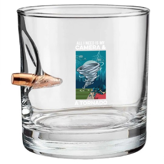 Camera & Tornado Videographer Gift Bullet Whiskey Glasses